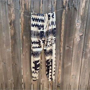 Zero + Maria Cornejo black and Cream Patterned silk Pants size 0